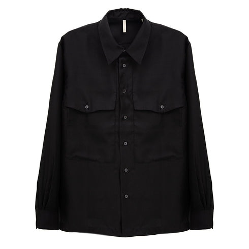Hello Sunflower Silk Shirt Black 999 4133 Degli Uberti